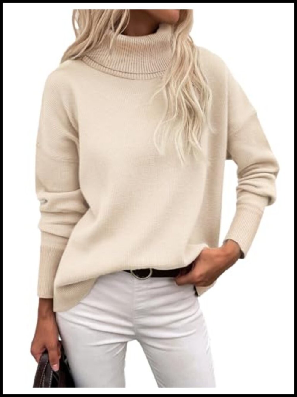 Chunky Knit Turtleneck Sweater Fall Winter Oversized Pullover